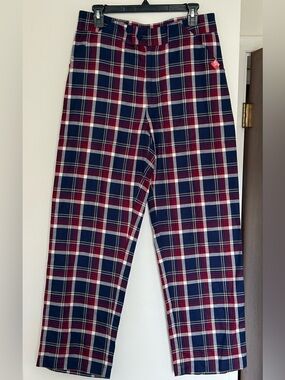 Melbourne-based Jungles Jungles Red/Navy Plaid Hollywood Waist Pants Streetwear